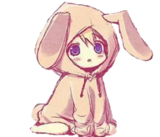 🍓 อนิเมะ, กระต่าย, น่ารัก, คาวาอิ, จิบิ, ภาพวาด whatsapp sticker