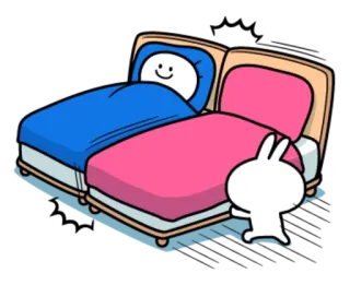 😴 letto, dormire, cartone animato, coniglio whatsapp sticker