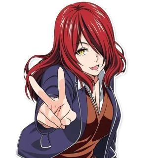 ✌ Anime, Frau, Rote Haare, Friedenszeichen, Cartoon, Sticker telegram sticker