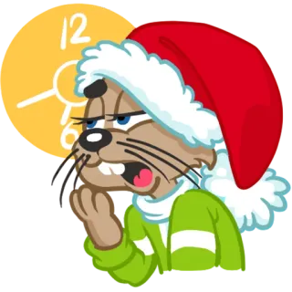 😴 dibujos animados, animal, navidad, sombrero, dormilón, reloj, fiesta, lindo telegram sticker