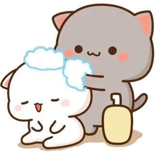 🧖‍♀ Katze, Waschen, Pflege, süß, kawaii telegram sticker