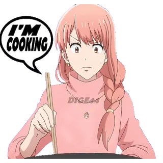 🍱 I'M COOKING Anime, Cucina, Serio, Espressione, Donna telegram sticker