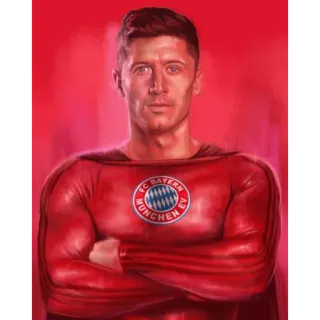🦸‍♂ Robert Lewandowski FC BAYERN MUNCHEN EV FC Bayern, fútbol, Bundesliga, superhéroe, Robert Lewandowski, deportes telegram sticker