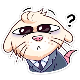 ❓ question, confused, cute, cartoon, animal, sticker, thinking telegram sticker