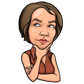 🤔 woman, thinking, cartoon, portrait, person telegram sticker