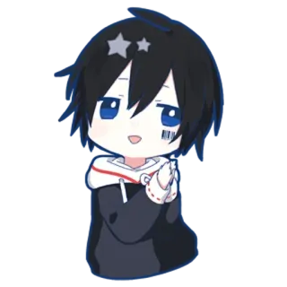 👏 anime, chibi, cute, cartoon, boy, stars, character telegram sticker