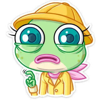 ☹️ лягушка, мультик, милый, персонаж, эмодзи, выражение, стикер telegram sticker