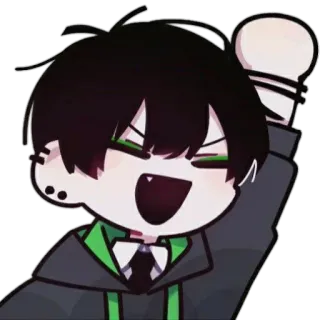 🍄 Anime, Manga, Dibujo animado, Personaje, Sonrisa, Alegría, Chico whatsapp sticker