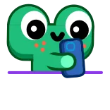😳 rana, telefono, cartone animato, animale, personaggio whatsapp sticker