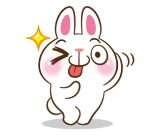 😃 кролик, мультфильм, милый, подмигивающий, счастливый, зайчик whatsapp sticker