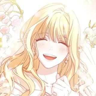 😁 アニメ, イラスト, 金髪, 笑顔, ポートレート, 女の子 telegram sticker