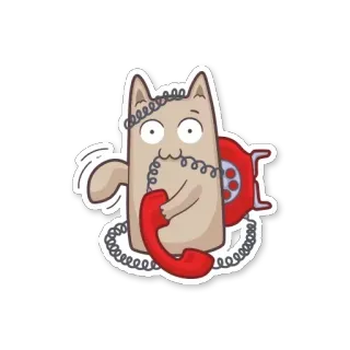😒 gatto, telefono, cellulare, parlando, comunicazione, cartone animato, adesivo telegram sticker