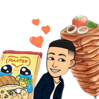 🍜 РОЛЛТОН cartone animato, cibo, persona, Rollton, noodles istantanei, emoji telegram sticker