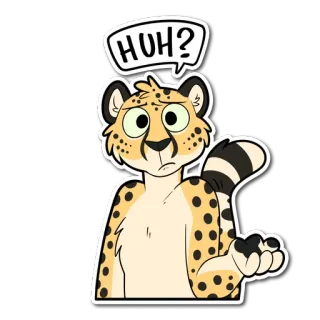 ❓ HUH? 치타, 동물, 혼란스러움, 털복숭이, 만화 telegram sticker