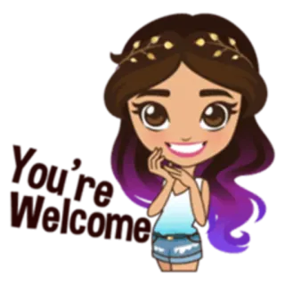 😁 You're Welcome cute, girl, cartoon, welcome, greeting, thank you telegram sticker