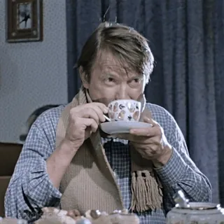 ☕️ man, tea, cup, scarf, indoors, drink, portrait telegram sticker