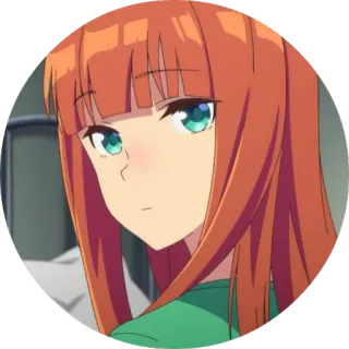 😉 动漫, 女孩, 橙色头发, 绿色眼睛 whatsapp sticker