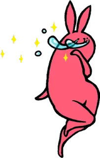 😝 Hase, Cartoon, Glitzer, süß, Tier, rosa whatsapp sticker