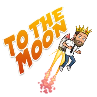 🚀 TO THE MOON Mond, Rakete, Erfolg, Bitmoji, König, Cartoon telegram sticker