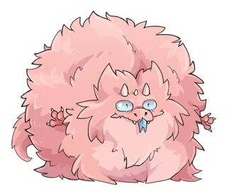 😛 Monster, flauschig, rosa, Cartoon, Kreatur, Fantasie telegram sticker