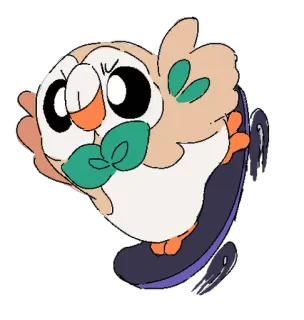 🏂 Rowlet pokemon, rowlet, hibou, mignon, skateboard telegram sticker