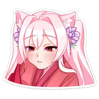 ☺️ Anime, Mangá, Nekomimi, Cabelo rosa, Rubor, Orelhas telegram sticker