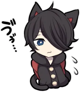 😶 ぶっ Anime, Telinga kucing, Lucu, Sedih, Stiker telegram sticker