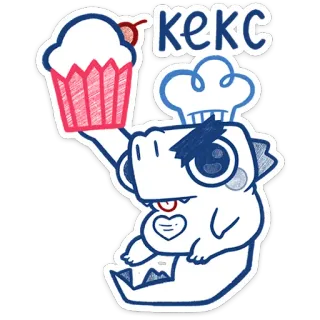🧁 Kекс dinosaur, cake, pastry, dessert, cute, chef, food telegram sticker