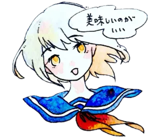 😃 美味しいのかい Anime, Manga, Cô gái, Nhật Bản, Màu nước telegram sticker