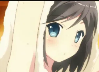 😯 anime, girl, cute, brunette, hoodie, cartoon telegram sticker