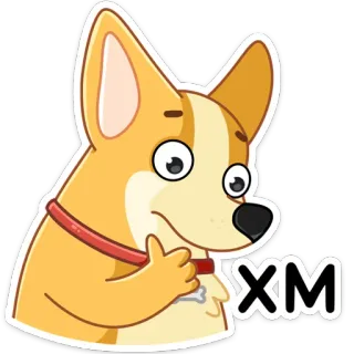 🤔 XM chien, corgi, animal, dessin animé, autocollant whatsapp sticker