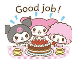 👍 Good job! fofo, kawaii, My Melody, Kuromi, bolo, celebração telegram sticker