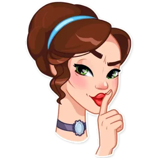 🤫 femme, chut, secret, silence, doigt, illustration, dessin animé telegram sticker