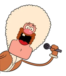 ❄ cartoon, microphone, singer, afro, singing telegram sticker