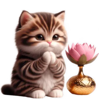 🪷 고양이, 귀여운, 새끼 고양이, 연꽃, 인사 telegram sticker