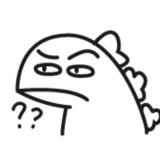 🦖 ?? dinosaure, dessin animé, question, confus, en colère, expression telegram sticker