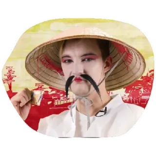 😁 người, châu á, mũ, ria mép, văn hóa, trang điểm whatsapp sticker