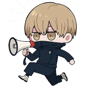 😁 Чиби, Мегафон, Персонаж, Бег, Мультфильм, Наклейка telegram sticker