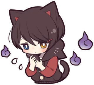 😓 Chibi, Anime, Katzenohren, Süß, Sticker, Illustration, Kawaii whatsapp sticker