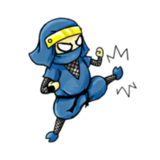 💢 Ninja, Dessin animé, Arts martiaux, Combattant, Bleu, Masque, Action telegram sticker