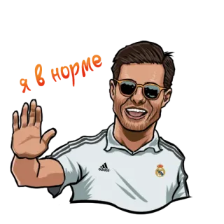 🤙 pria, melambai, kacamata hitam, Adidas, Real Madrid, sepak bola telegram sticker