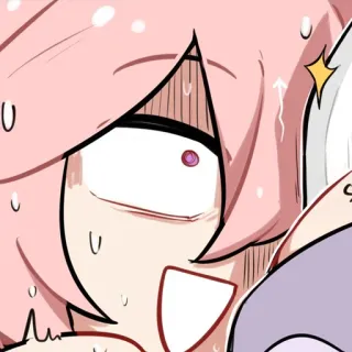 🍡 anime, sweating, shocked, cartoon, pink hair, surprise telegram sticker