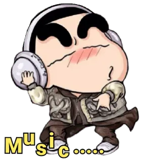 😀 Music muziek, koptelefoon, cartoon, personage, dans, plezier telegram sticker