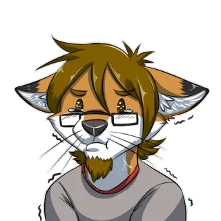 😭 Фурри, Антропоморфный, Лис, Грустный, Плачет, Эмоции, Стикер telegram sticker