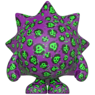 🐆 หัวกะโหลก, สีม่วง, สีเขียว, สัตว์ประหลาด, ลาย, การ์ตูน, ตัวละคร telegram sticker