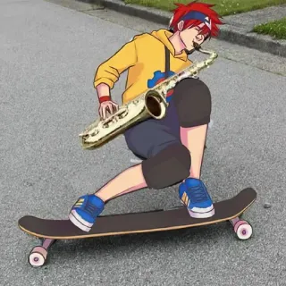 🎺 Skate, Saxofone, Anime, Música, Rua telegram sticker