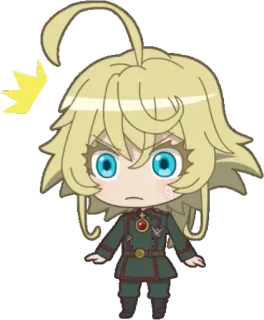 😨 Tanya Degurechaff Saga of Tanya the Evil Anime, Militar, Chibi, Femenino, Rubia telegram sticker