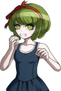 🌟 anime, ragazza, personaggio, capelli verdi, preoccupata, occhi telegram sticker