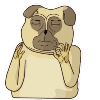 👌 pug, anjing, kartun, meme, gestur OK, hewan telegram sticker