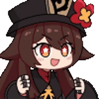 ✊ Hu Tao Genshin Impact animé, jeu vidéo, genshin impact, hu tao, mignon, chibi, autocollant whatsapp sticker
